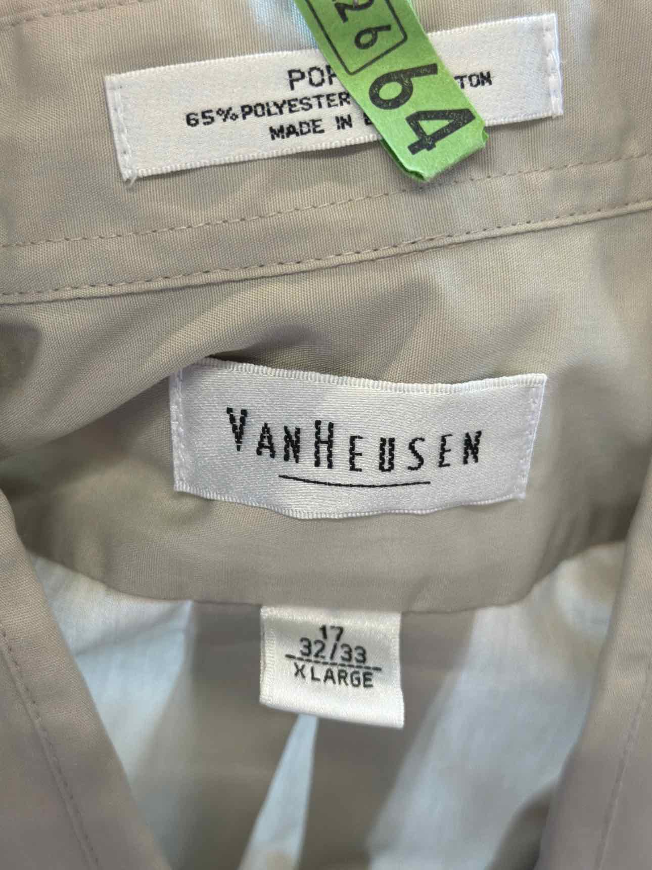 Van Heusen Size XL Tan MENS Button Down Shirt