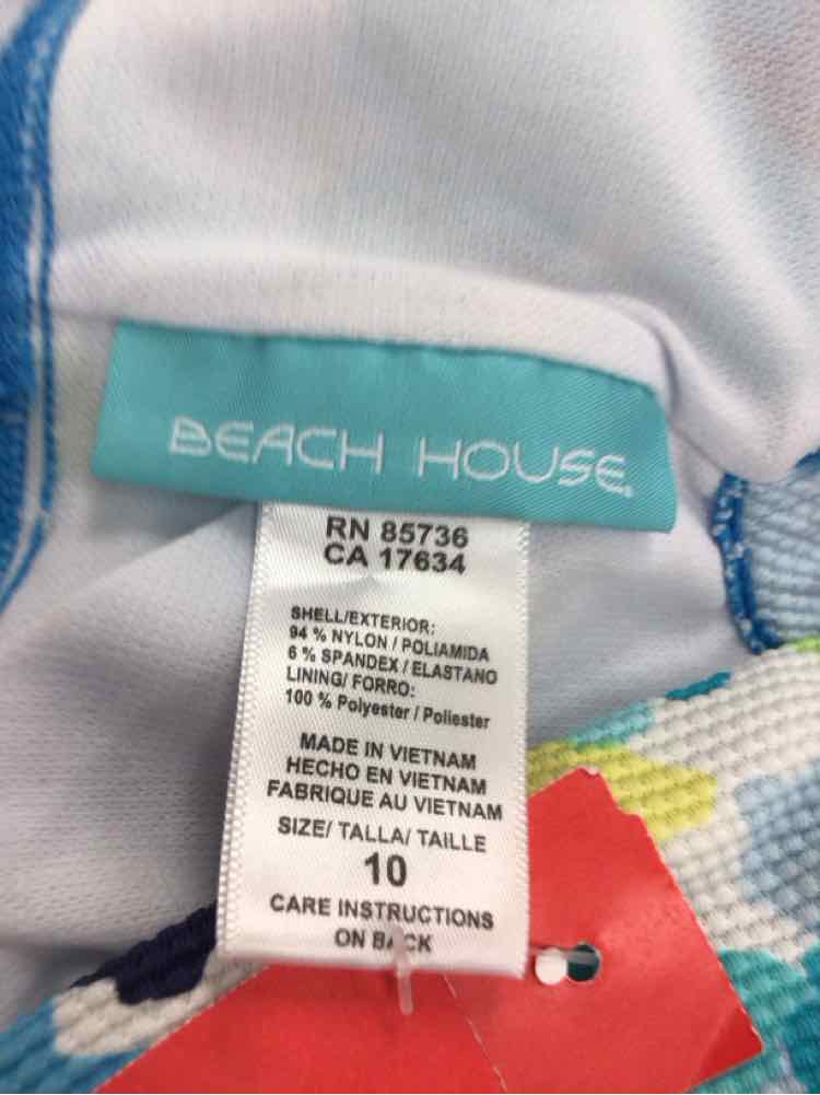 beach house Size 10 Aqua Print Swimsuit