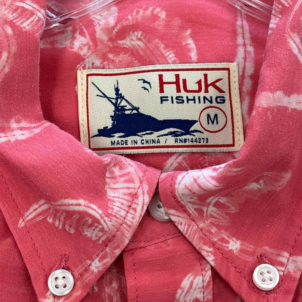 Huk Fishing Size M Pink Preloved MENS Button Down Shirt