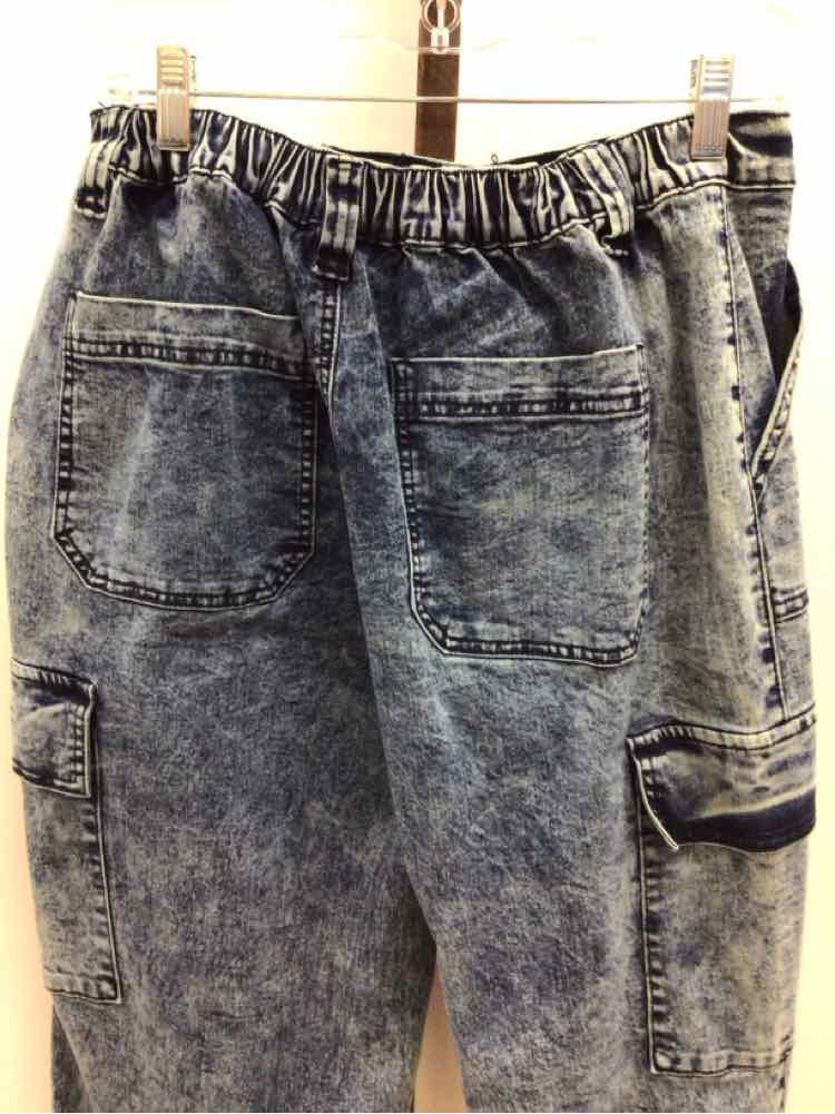 Steve Madden Size L Wide-Leg Cargo Skater Jeans - Dark Wash