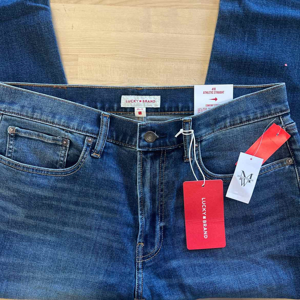 Lucky Brand Size 34x30 410 Athletic Straight Blue MENS Jeans NWT