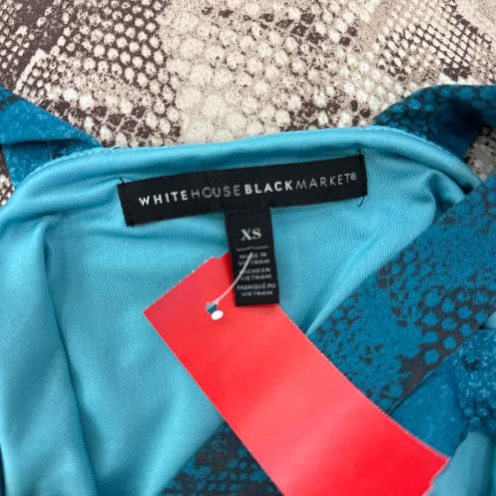 White House Black Market Size XS Teal Brown Preloved Dress