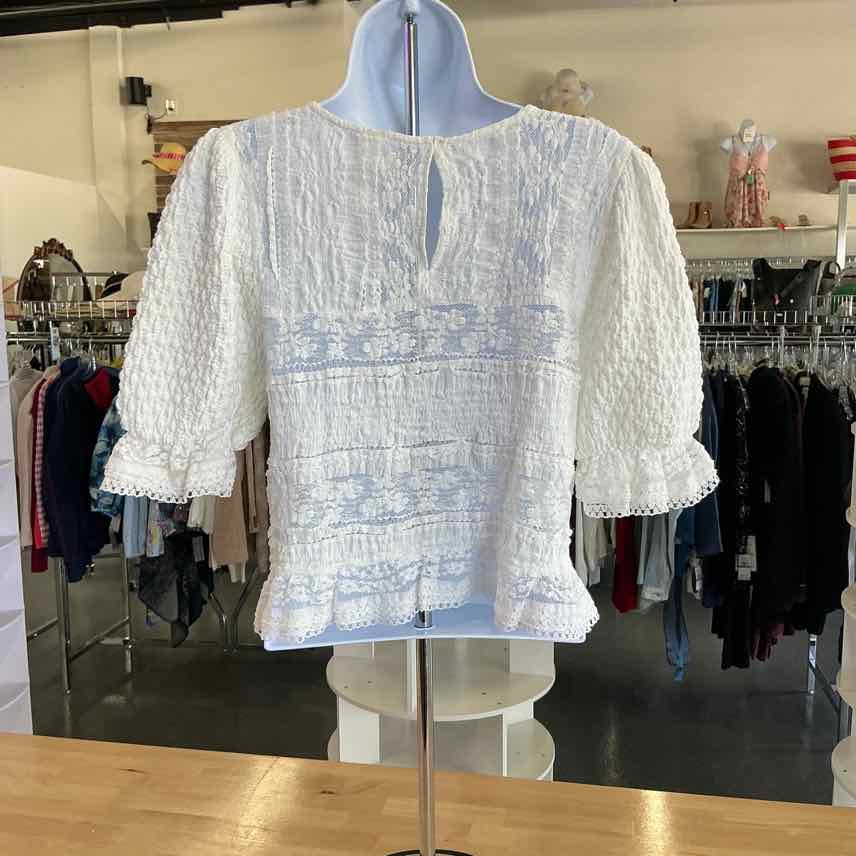 Anthropologie Size S White Lace Preloved Blouse SS