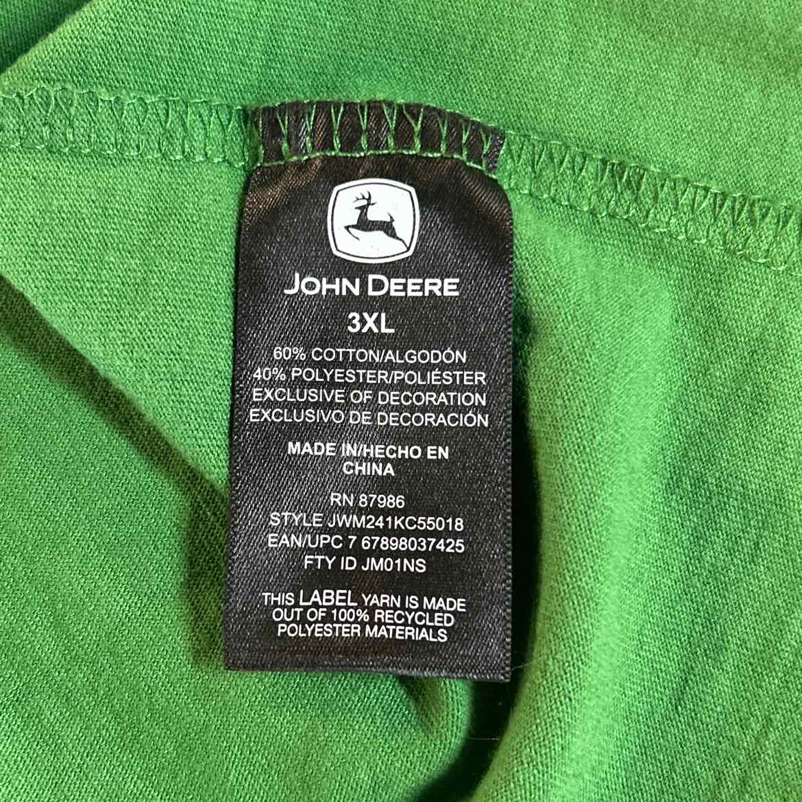 John Deer Size 3XLT Green Preloved MENS Long Sleeve Shirt