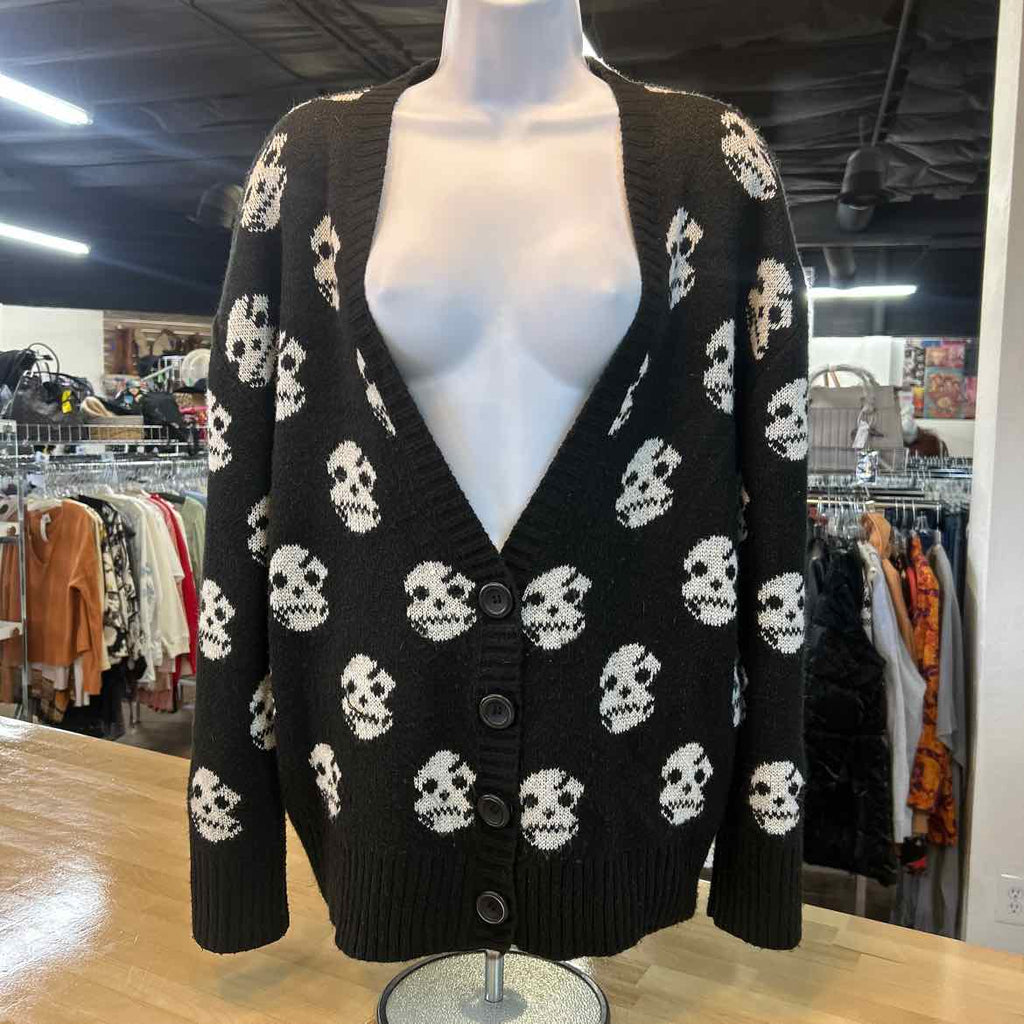 POL Size M Black/White Acrylic Preloved Cardigan