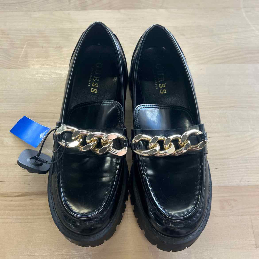Guess Size 7 black/gold Preloved Loafers