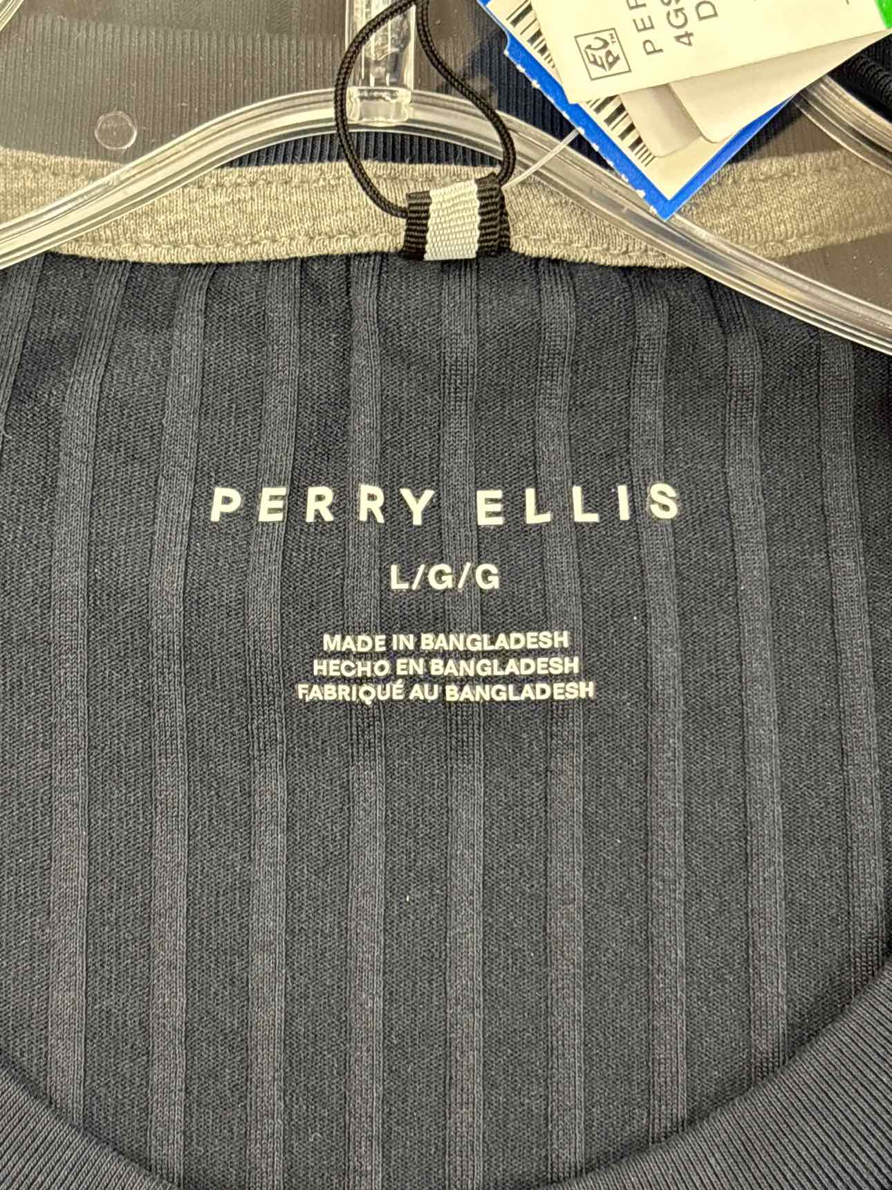 Perry Ellis Size L Men's Rib Knit Crew Neck T-shirt