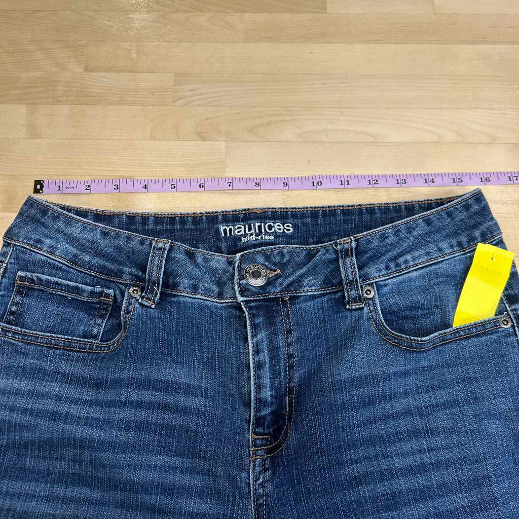 Maurices Size 10 Blue & Aqua Print Denim Preloved Jeans
