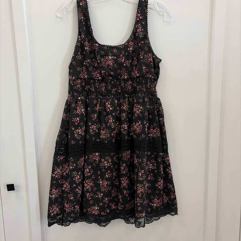 Planet Heart Juniors' Printed Sleeveless Corset Mini Dress - Black Beauty