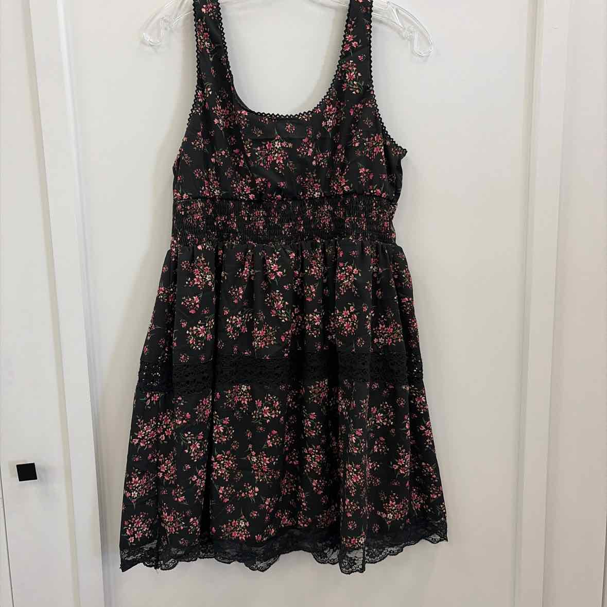 Planet Heart Juniors' Printed Sleeveless Corset Mini Dress - Black Beauty