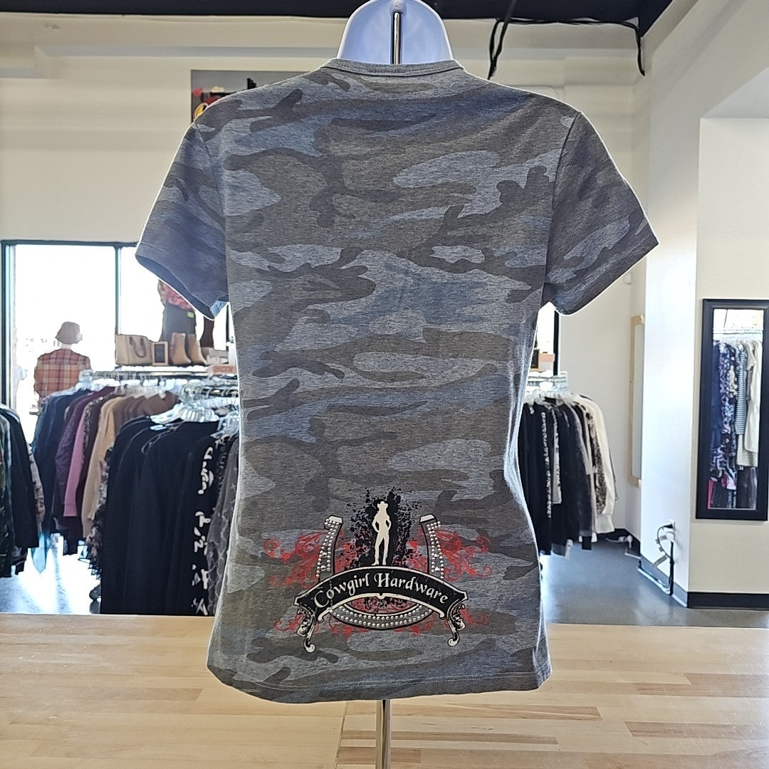 Cowgirl Hardware Size M Blue Print T-shirt