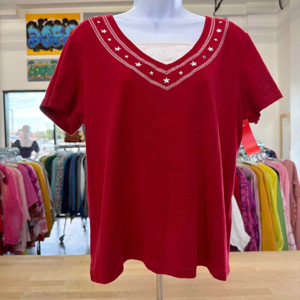 Karen Scott Size L Red Preloved T-shirt