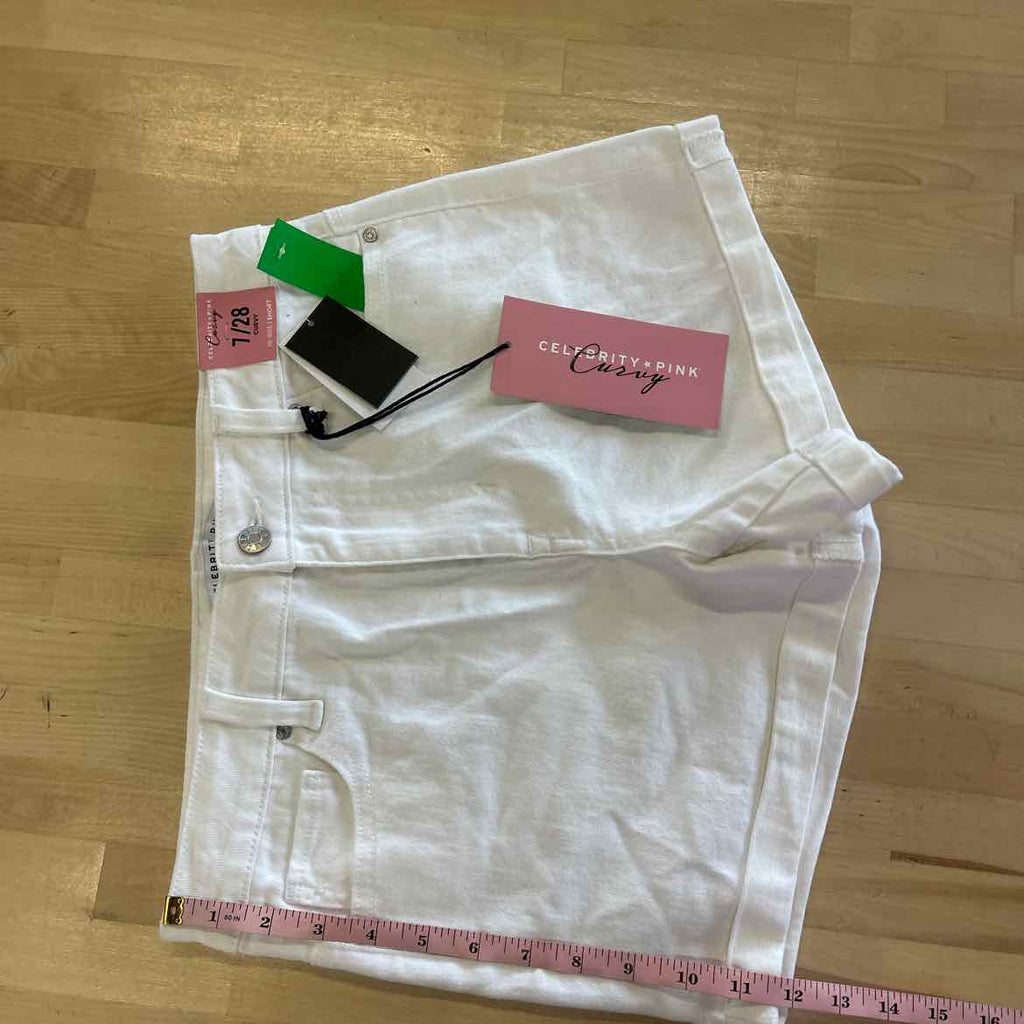 Celebrity Pink Juniors' 4" High-Rise Curvy Denim Shorts - White - 7