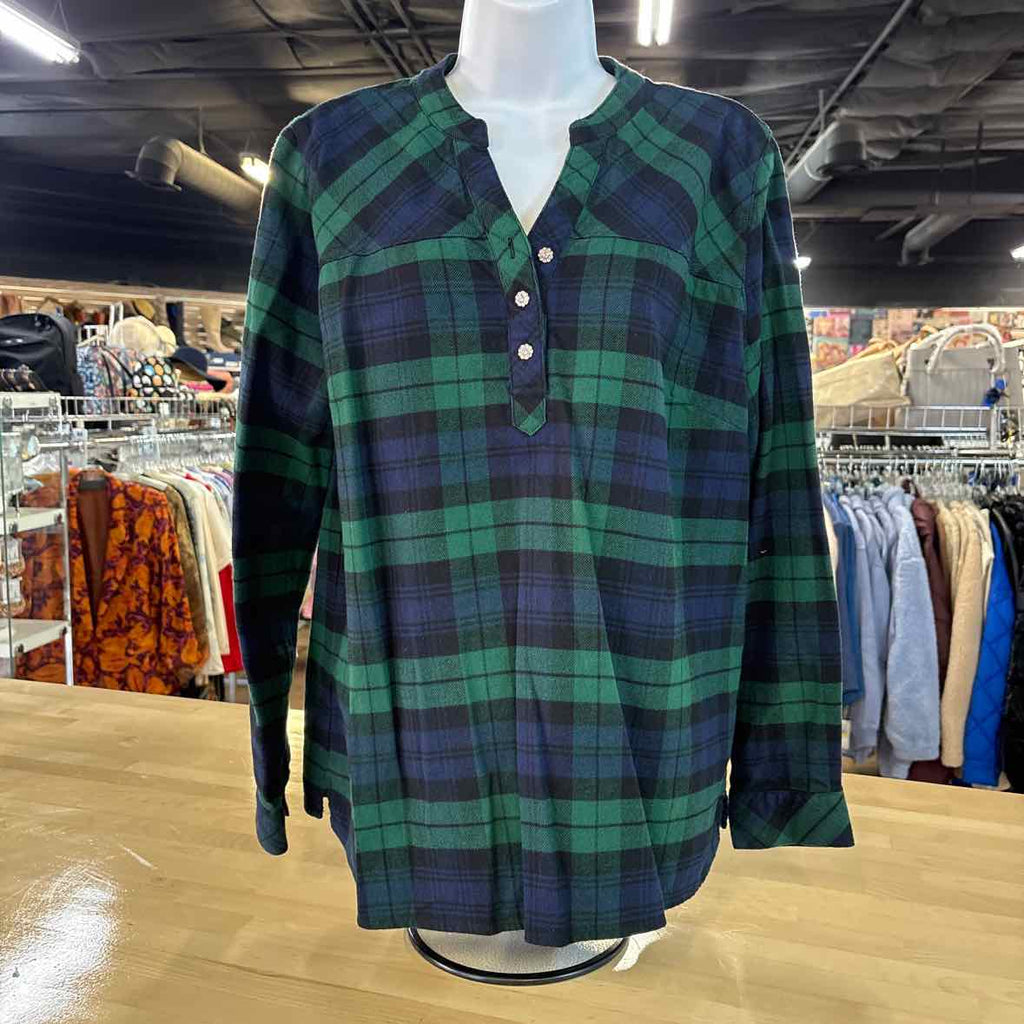 Joan Rivers Size M Green & blue Prints Knit Top