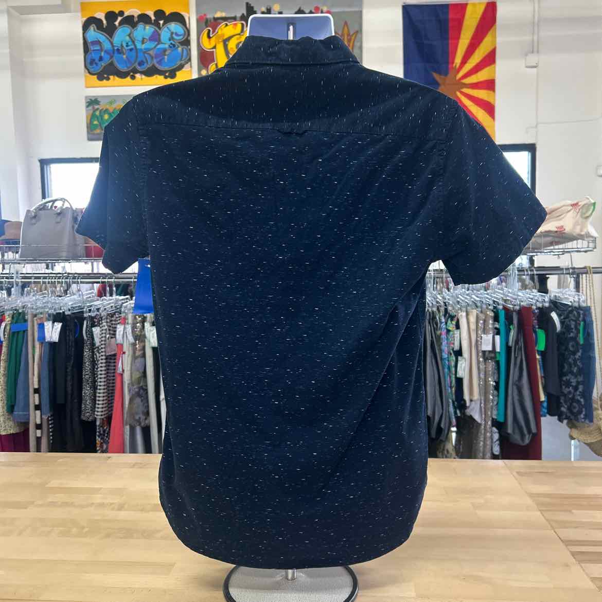 Cactus Man Size S Navy Preloved MENS Button Down Shirt