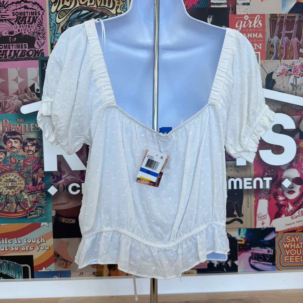 Self E Size XL Sweetheart Puff-Sleeve Top