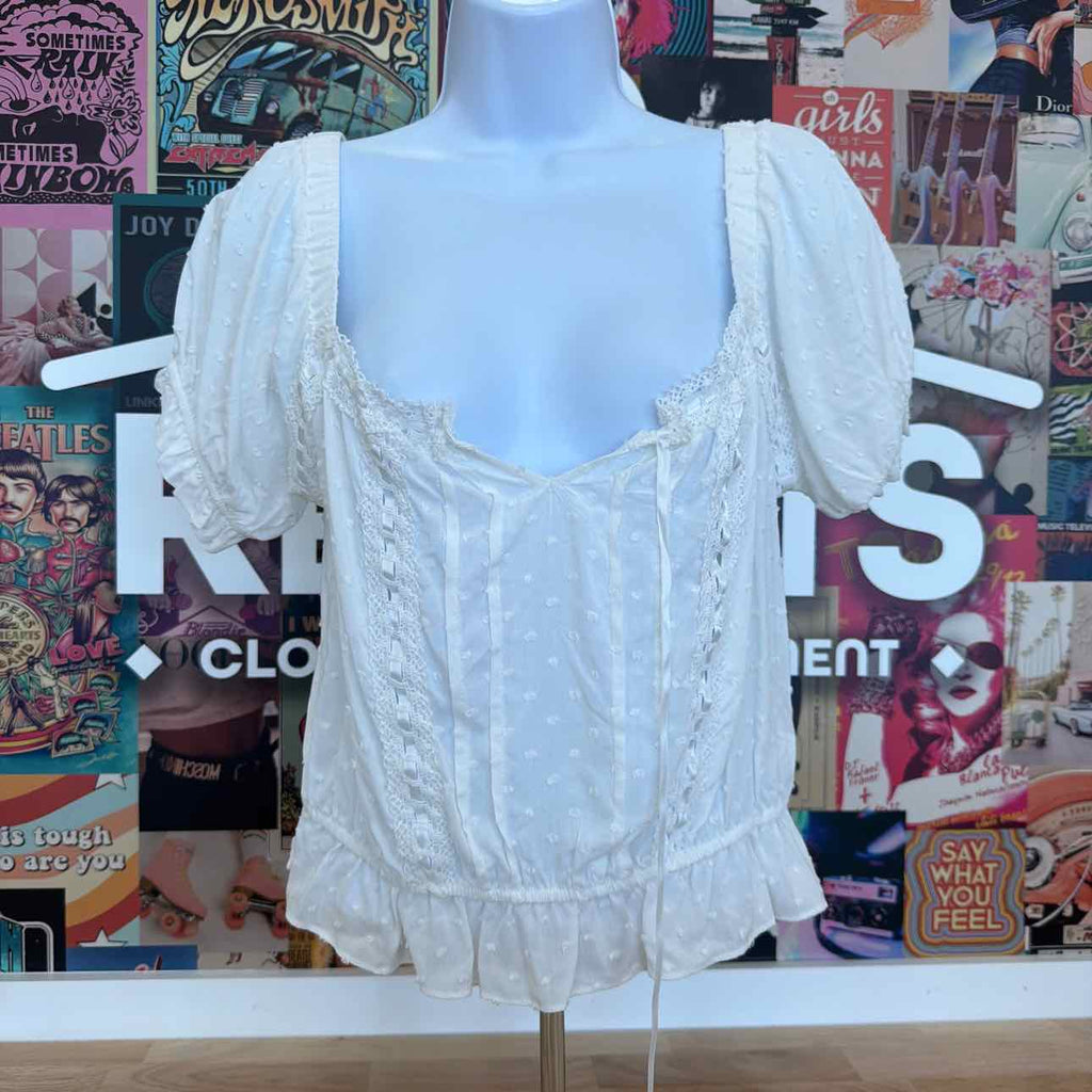 Self E Size XL Sweetheart Puff-Sleeve Top