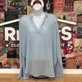 Impact Size M Blue Silver Sheer Preloved Blouse LS
