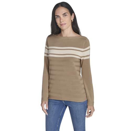 Nautica Women's Jeans Long Sleeve Stripe Boatneck Sweater