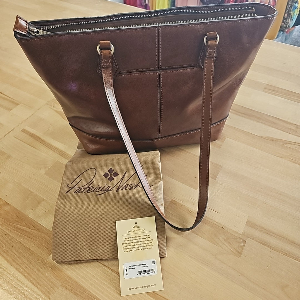 Patricia Nash Meka Extra Large Leather Tote Cognac NWT