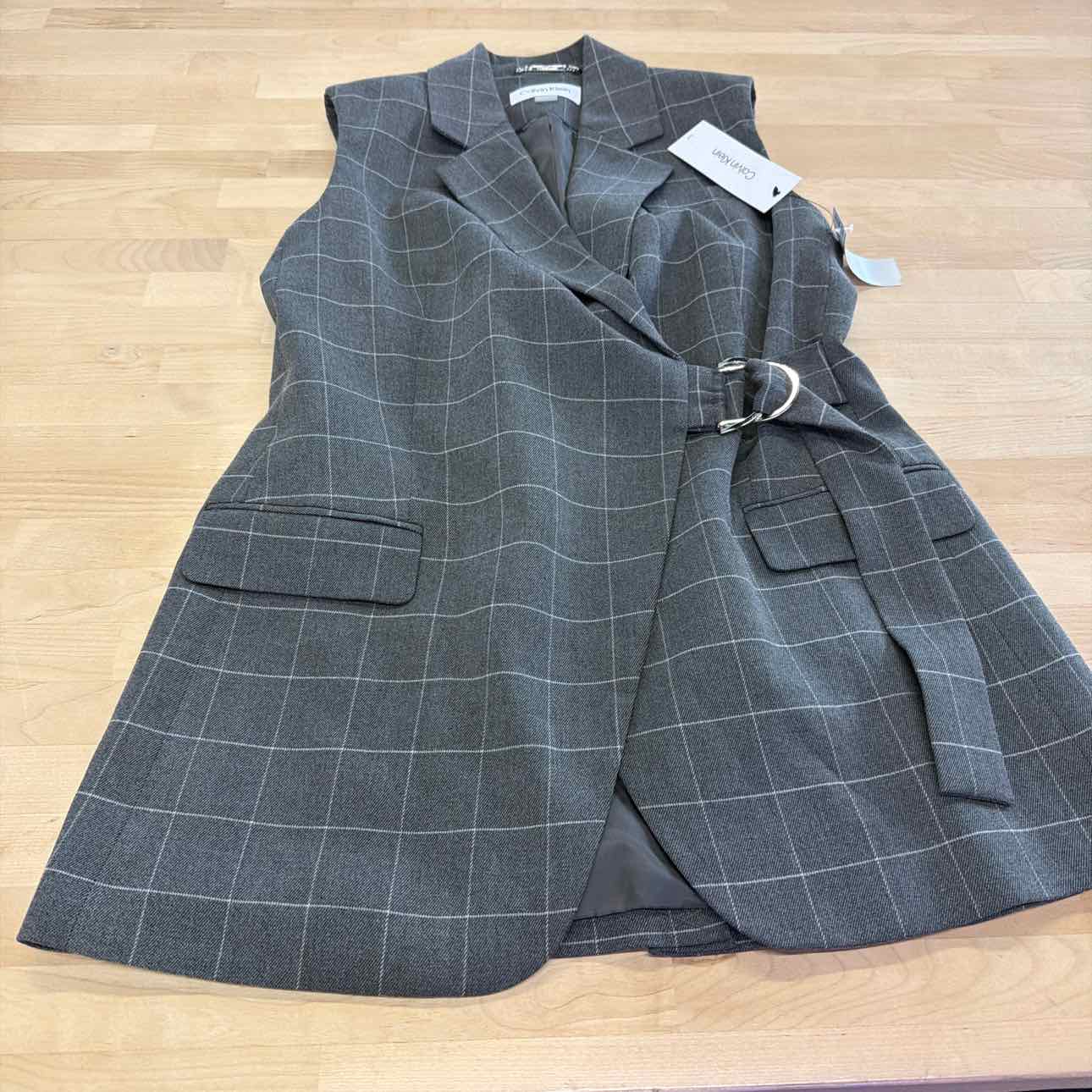 Calvin Klein Womens Sleeveless Blazer Short Gray