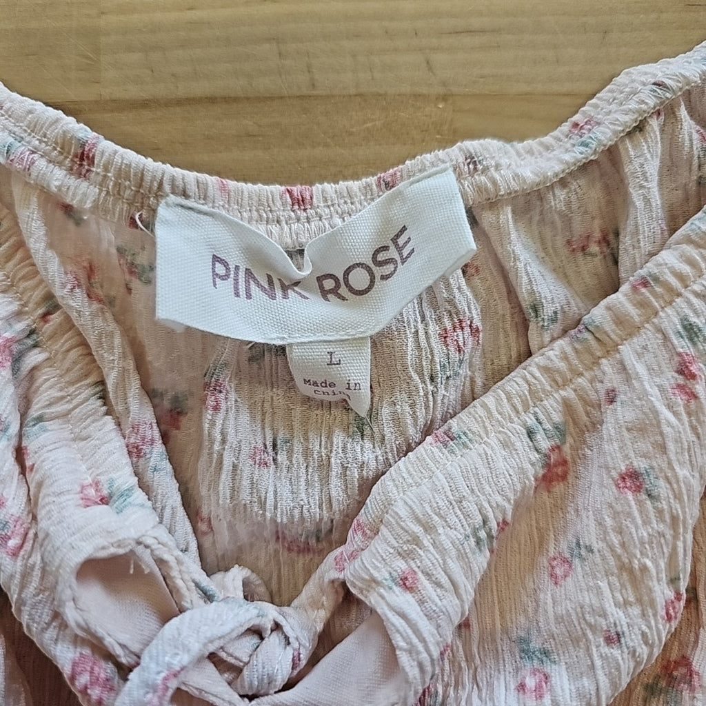 Pink Rose Juniors' Floral Printed Sleeveless Peplum Top - Blush Floral