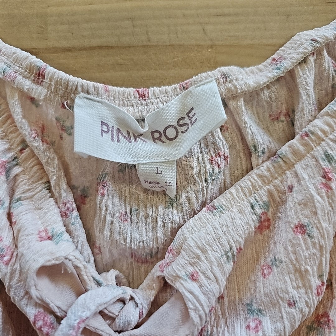 Pink Rose Juniors' Floral Printed Sleeveless Peplum Top - Blush Floral