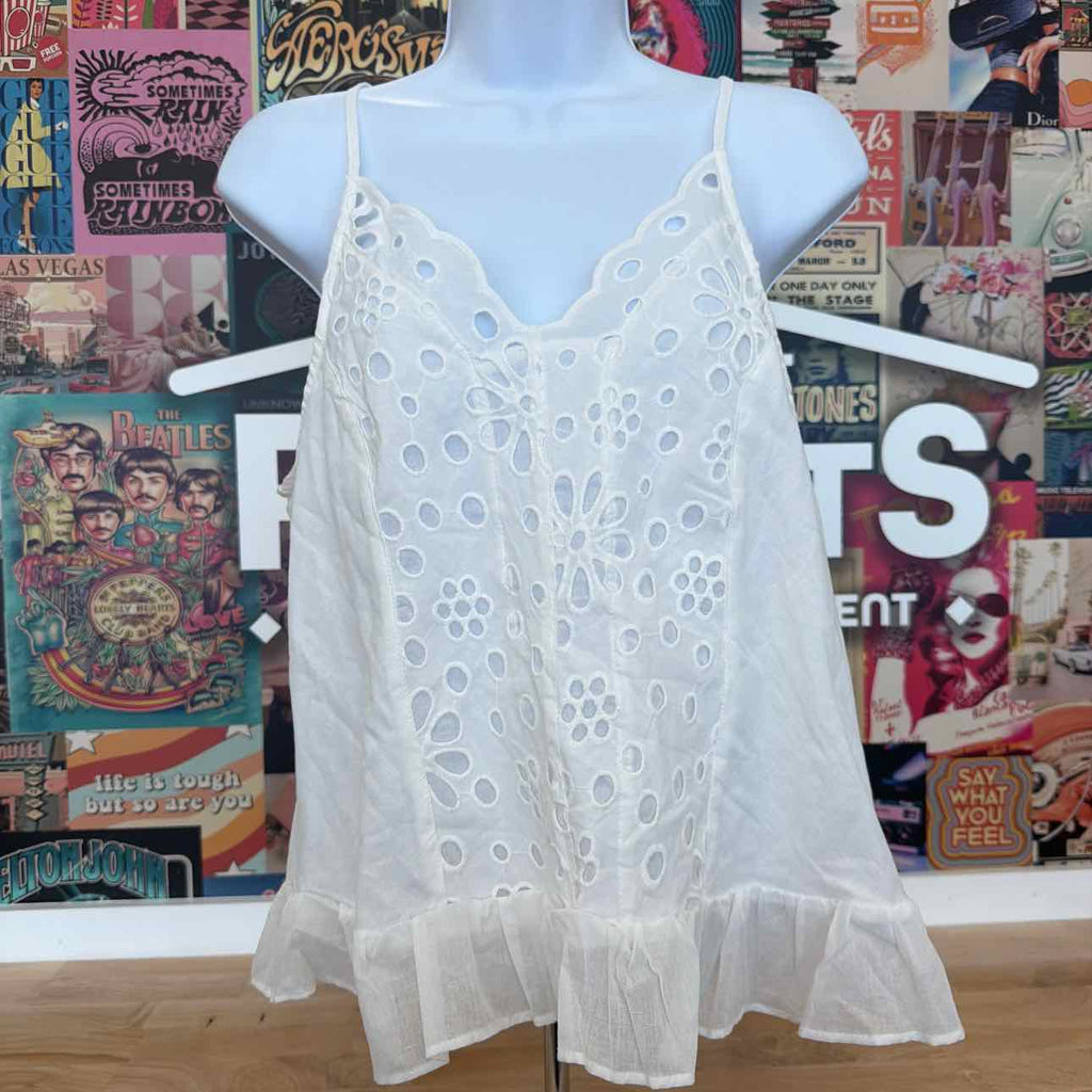 BCX Size M Cotton Eyelet Tank Top