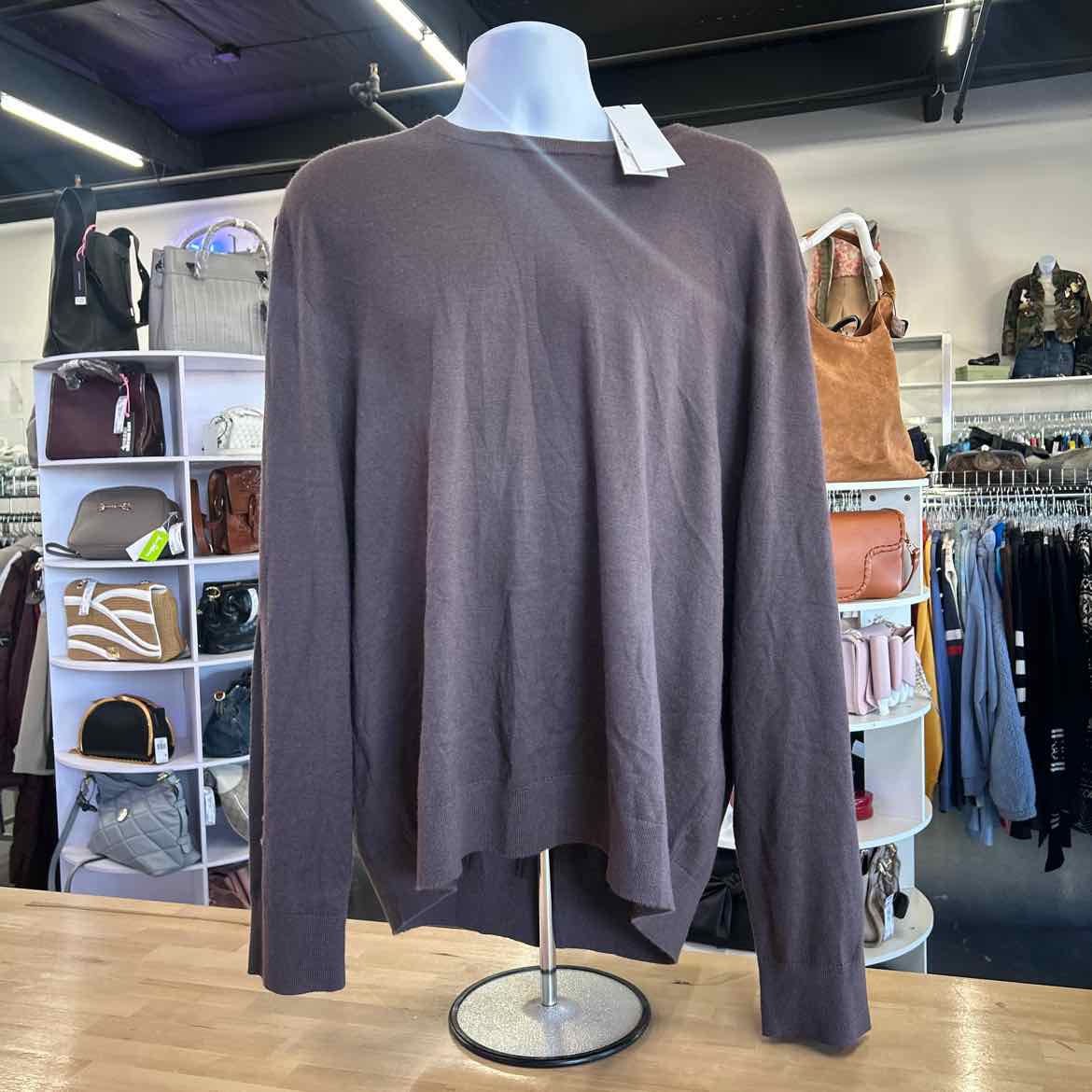 Calvin Klein Men's Extra Fine Merino Wool Blend Sweater - Raisin - XXL