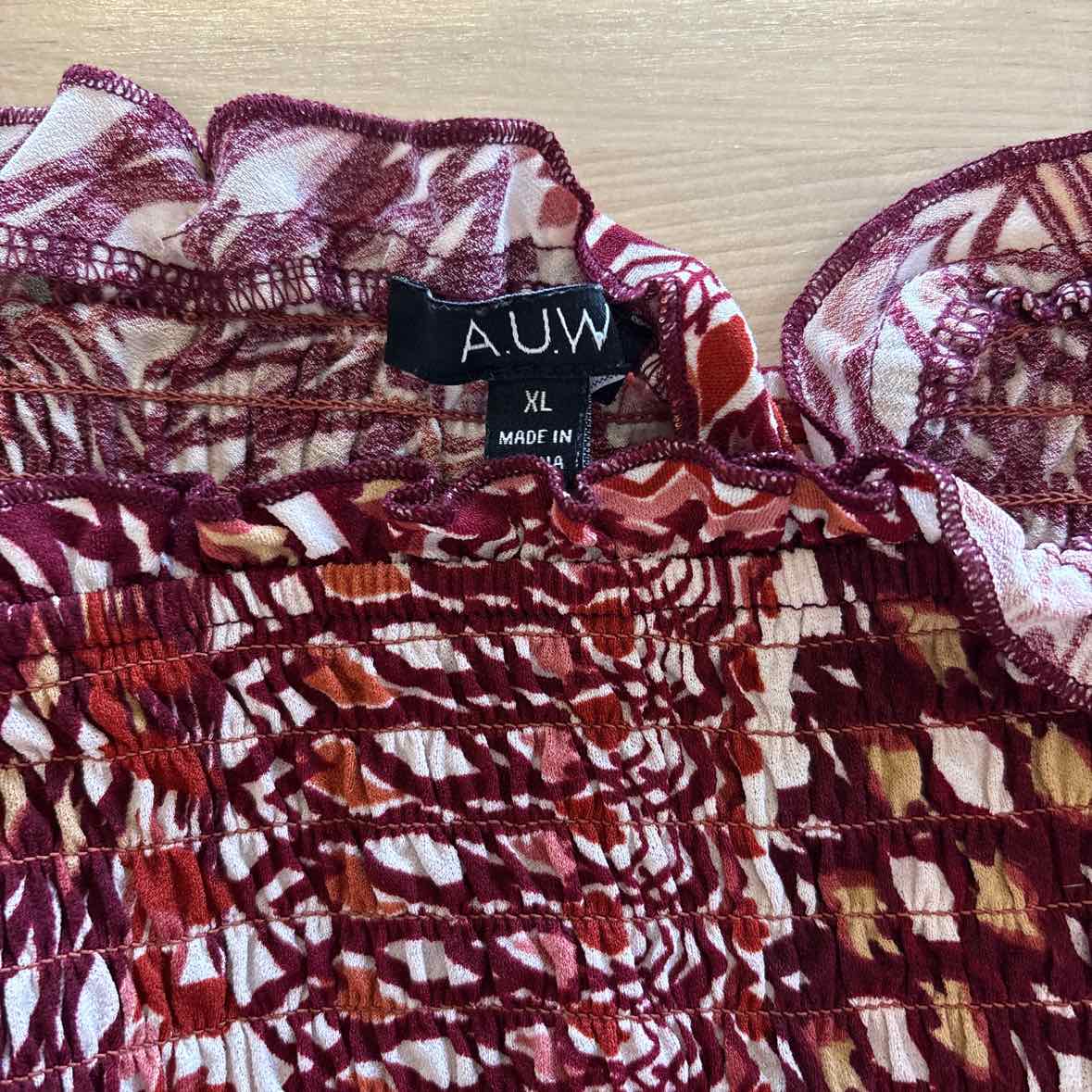 A.U.W. Size XL Red Blouse