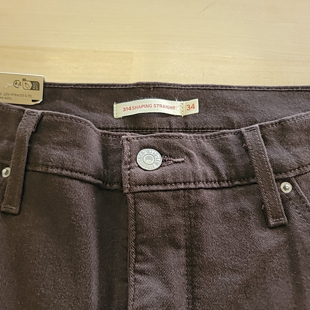 Levi's Size 34 314 Shaping Slimming Straight Leg Mid Rise Jeans - Mole