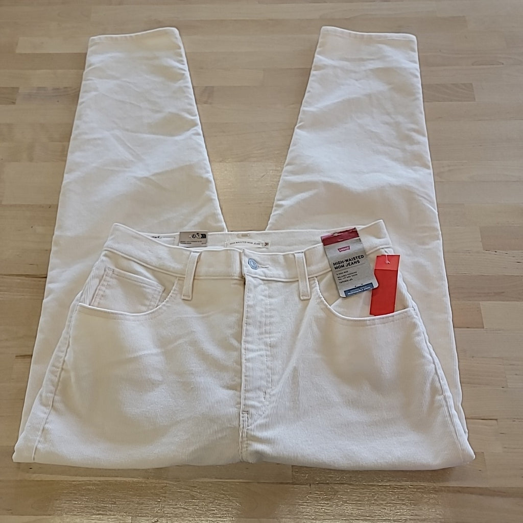 Levi's Size 31 Cream High-Waisted Mom Jeans Corduroy NWT