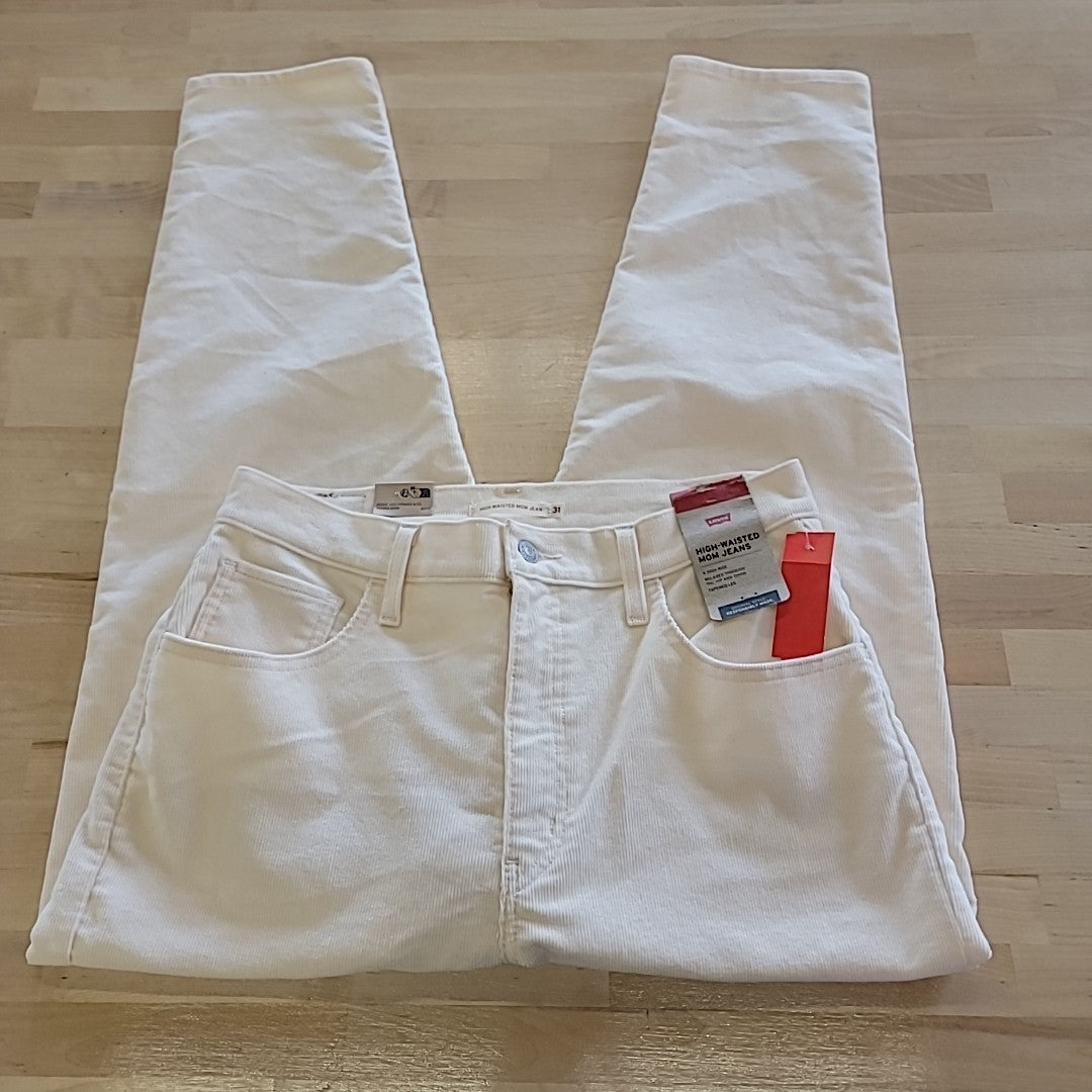 Levi's Size 31 Cream High-Waisted Mom Jeans Corduroy NWT