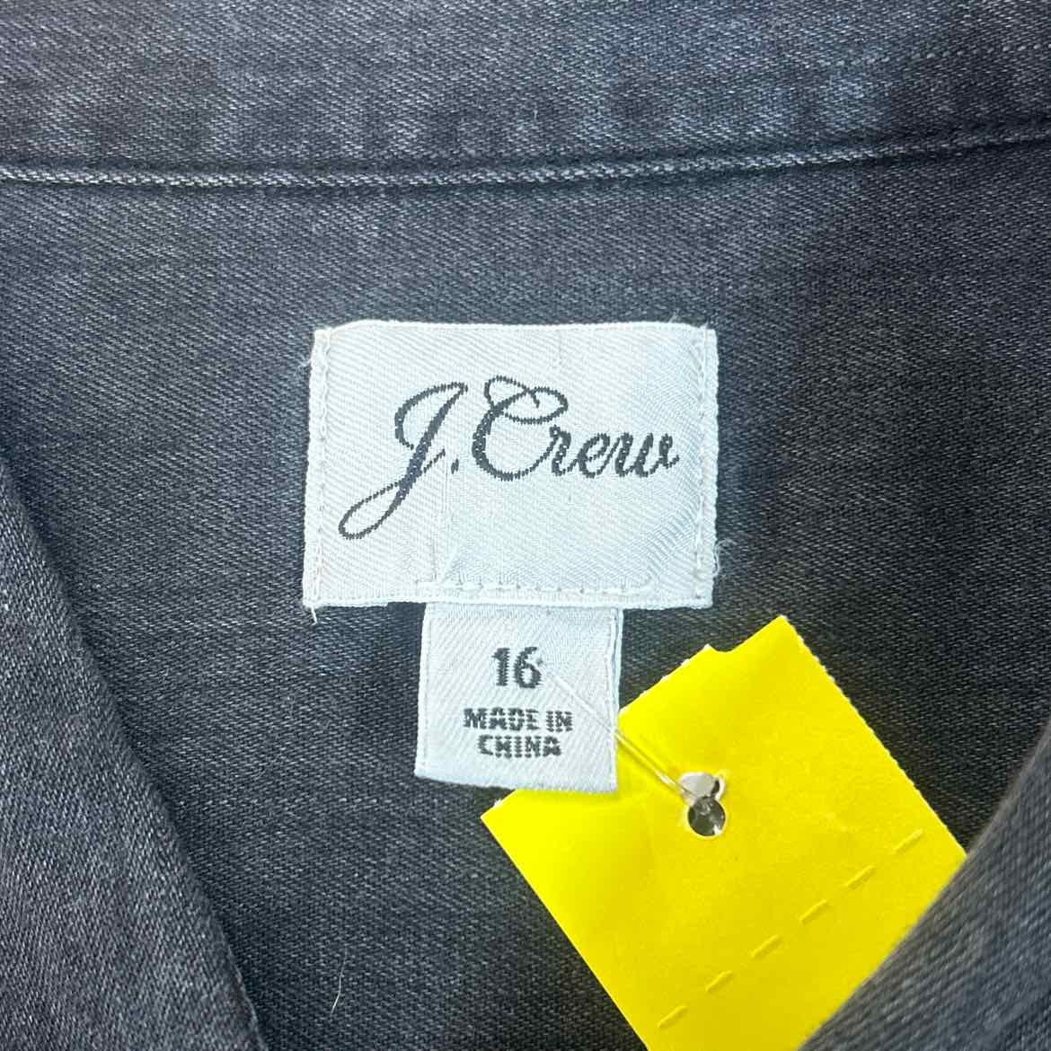 J Crew Size 16 Gray & Beige Denim Preloved Button Down LS
