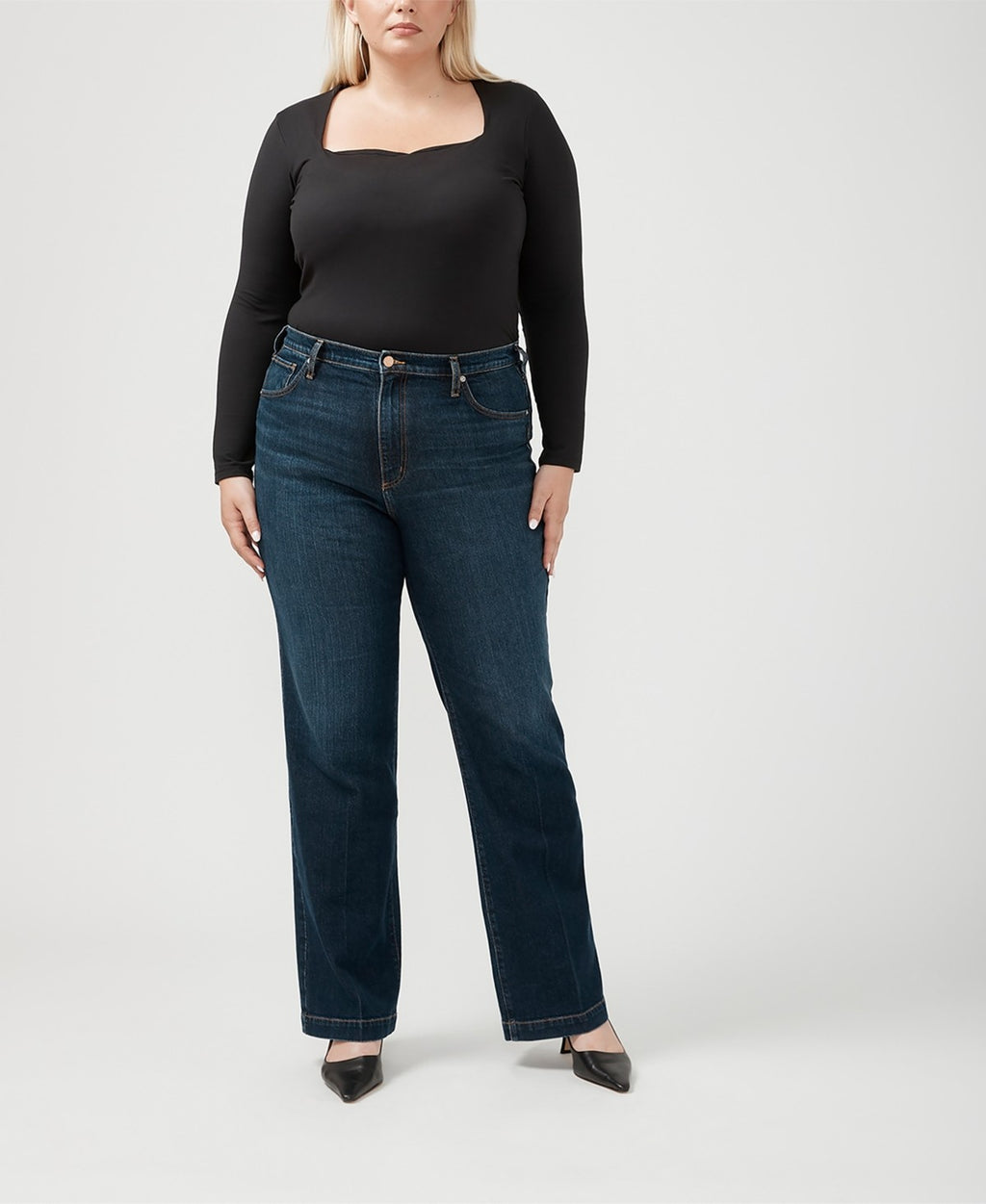 Silver Jeans Co. Plus Size Highly Desirable High Rise Trouser Leg Jeans - Indigo