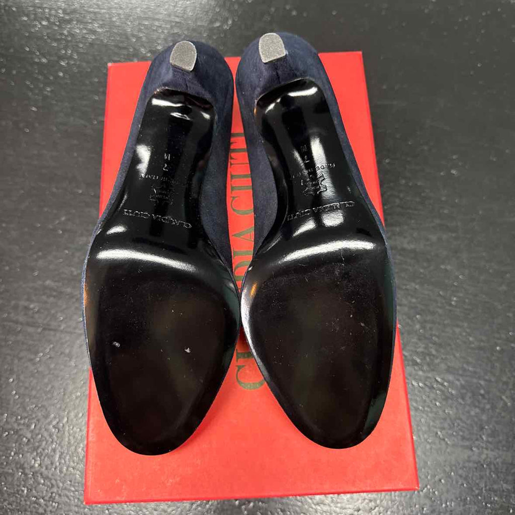 Claudia Ciuti Size 7 Navy Blue Suede Preloved Heels
