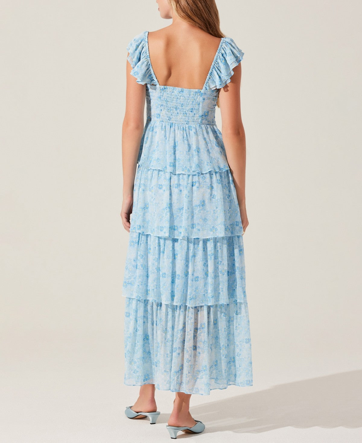 ASTR the Label | Midsummer Floral Tiered Maxi Dress in Blue Floral