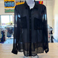 H&M Size 6 Black Sheer Preloved Blouse LS