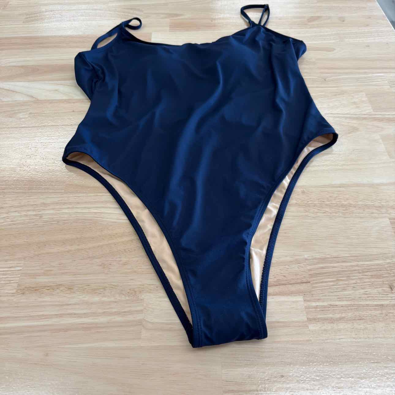 Cotton on Women's Thin-Strap Scoop-Back Cheeky One-Piece Swimsuit - Midnight Blu