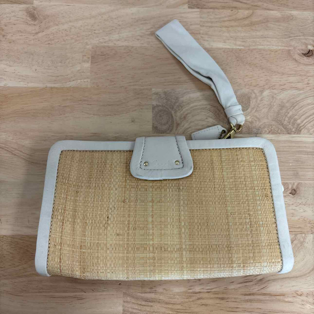 Coach Tan Straw Clutch