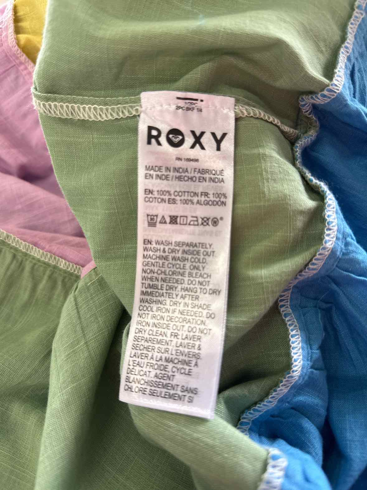 Roxy Size L Honolulu Glow Cotton Tiered Open-Back Maxi Dress - Multi Color NWT