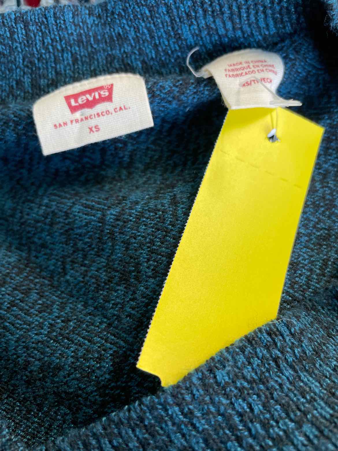 Levi's Size XS Flower Sweater - Marled Yarn Caviar and Gibralter Sea