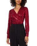 Vince Camuto Womens Metallic Nylon Wrap Top