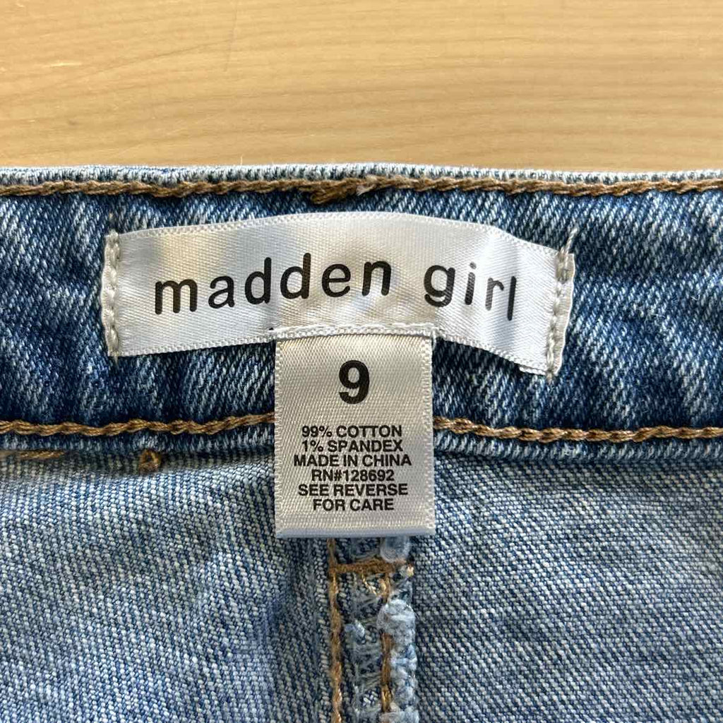 Madden Girl Juniors' Super High Rise Distressed 90s Wide Leg Jeans - Light Wash