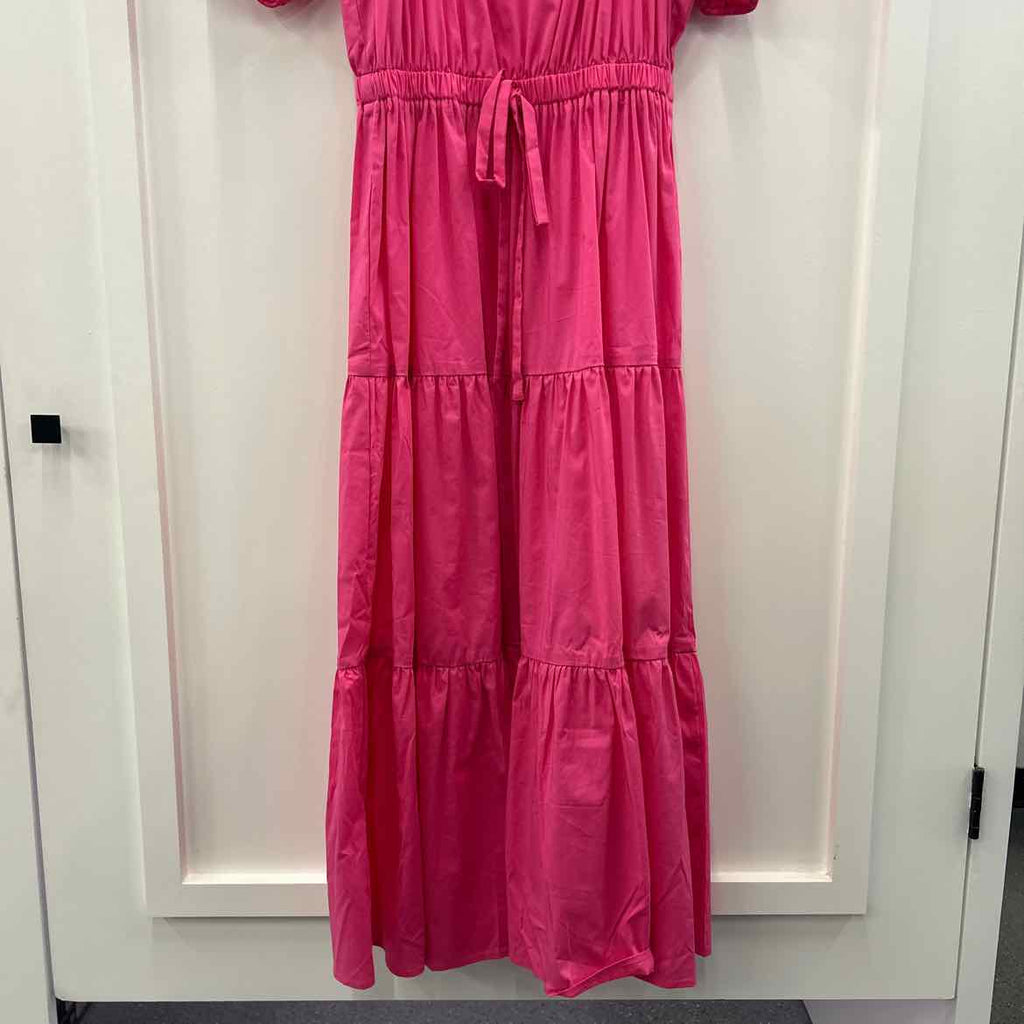 Anne Klein XS Poplin Tiered Puff Sleeve MIDI Dress