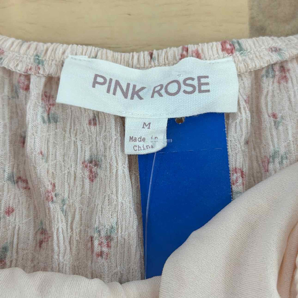 pink rose Size M Floral Printed Sleeveless Peplum Top - Blush Floral
