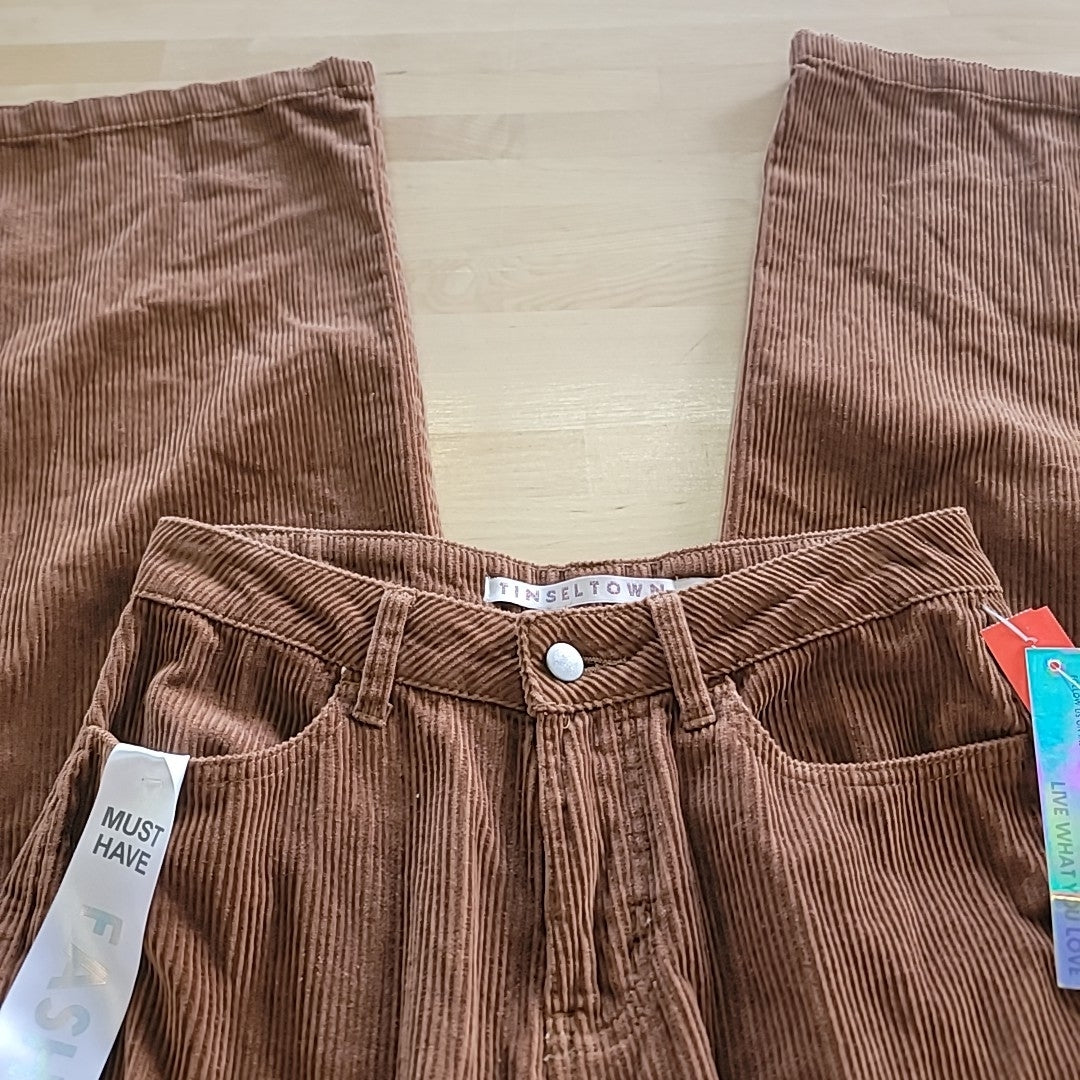 TINSELTOWN Size 3 Cotton Corduroy Low-Rise Cargo Jeans - Pecan