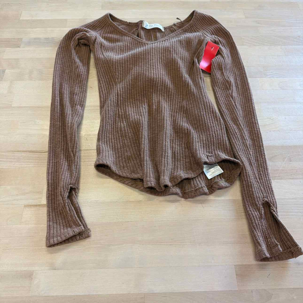 we the free Size XS Brown Ribbed Preloved Long Sleeve