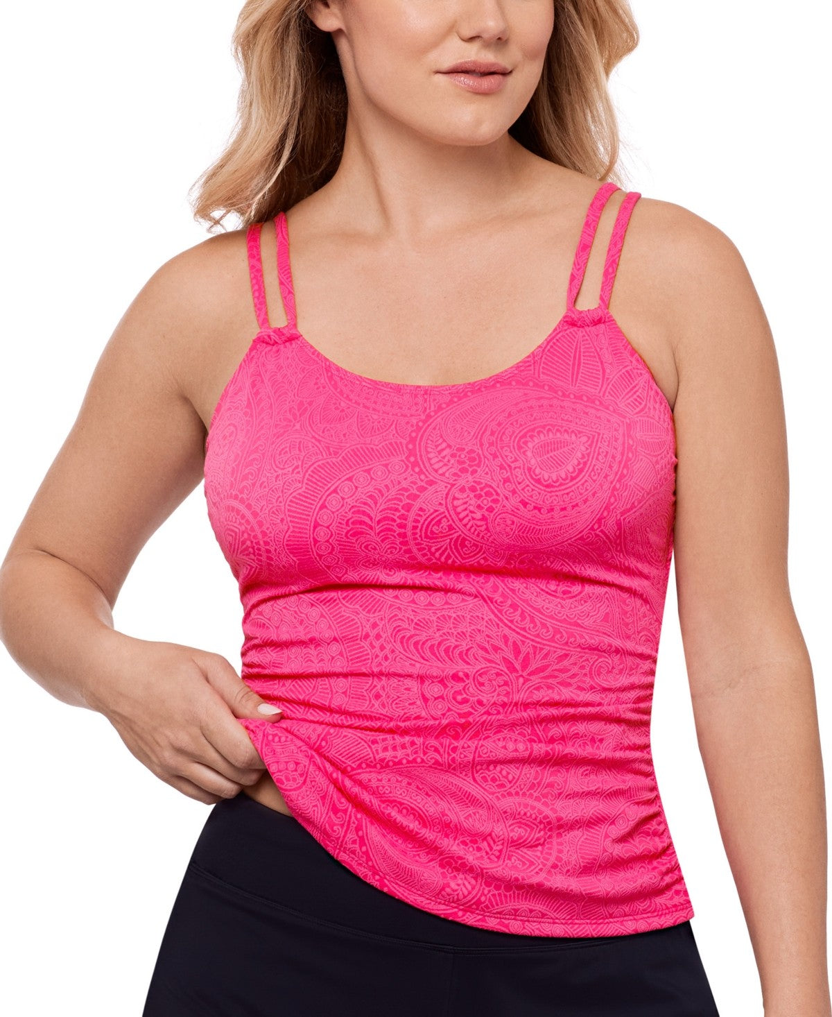 Swim Solutions Women's Paisley-Print Tunnel Tankini Top