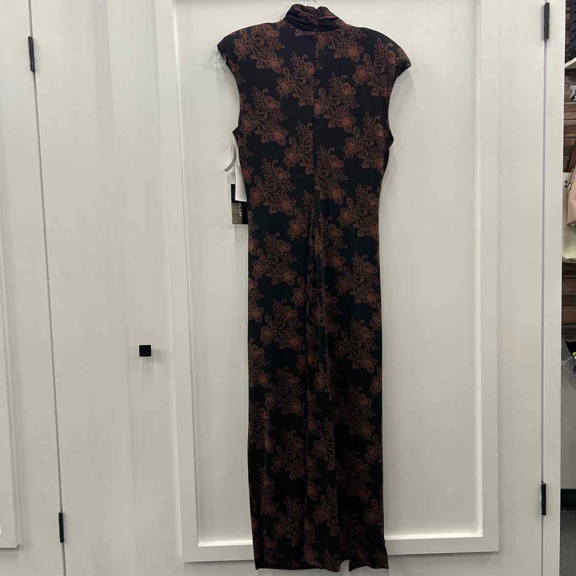 Taylor Womens Sleeveless Mock-Neck  Brownblack Dress